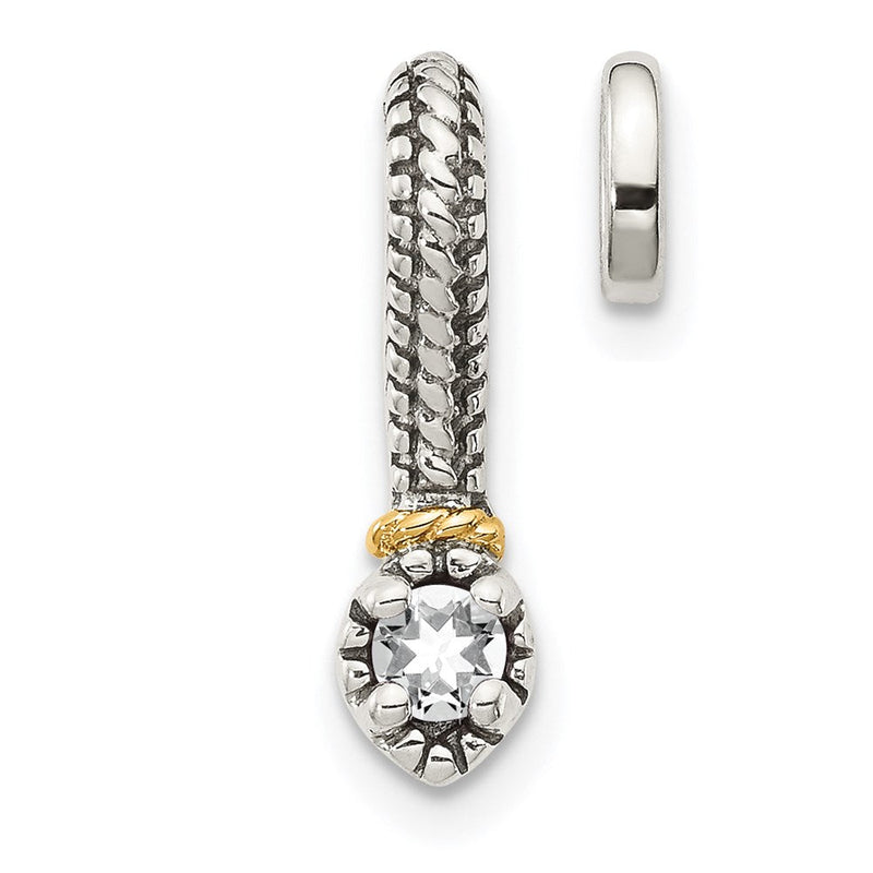 14K/silver Bicolor Shey Couture Sterlingsilber Antikisiert mit 14K Akzente Poliert Weiß Topas Kette Anhänger