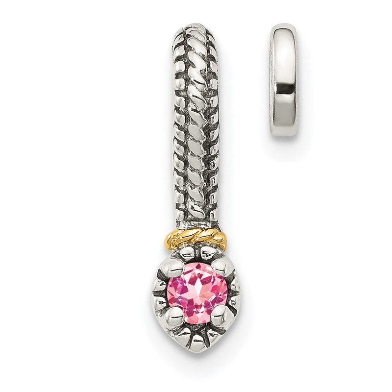 14K/silver Bicolor Shey Couture Sterlingsilber Antikisiert mit 14K Akzente Poliert Rosa Turmalin Kette Anhänger