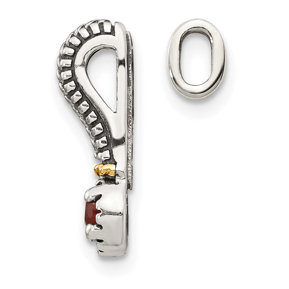14K/silver Bicolor Shey Couture Sterlingsilber Antikisiert mit 14K Akzente Poliert Granat Kette Anhänger