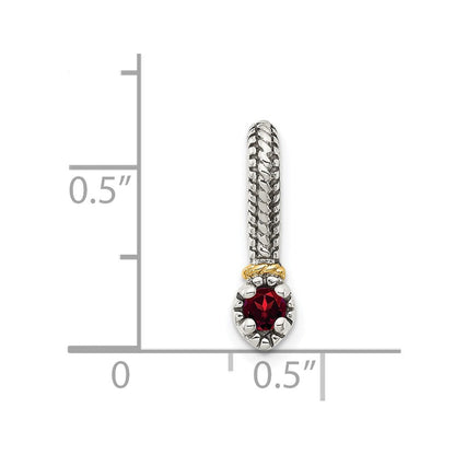 14K/silver Bicolor Shey Couture Sterlingsilber Antikisiert mit 14K Akzente Poliert Granat Kette Anhänger