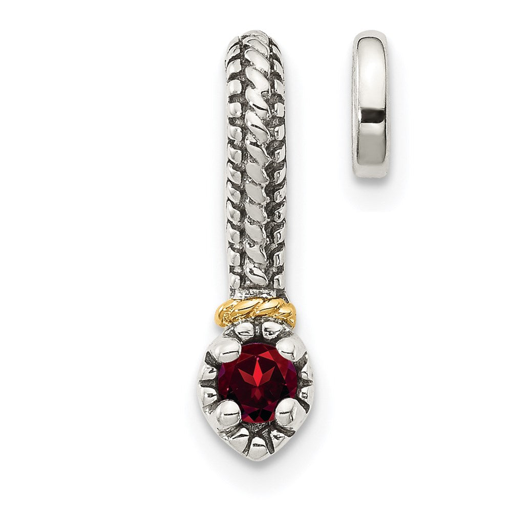 14K/silver Bicolor Shey Couture Sterlingsilber Antikisiert mit 14K Akzente Poliert Granat Kette Anhänger