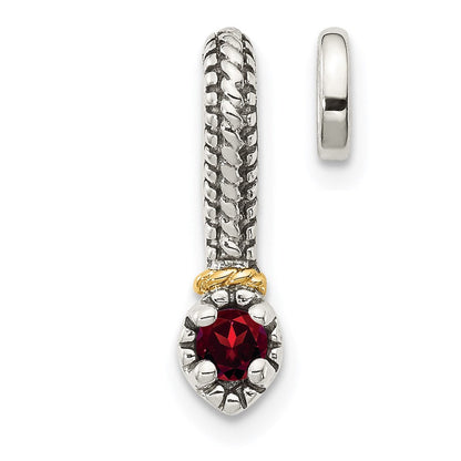 14K/silver Bicolor Shey Couture Sterlingsilber Antikisiert mit 14K Akzente Poliert Granat Kette Anhänger
