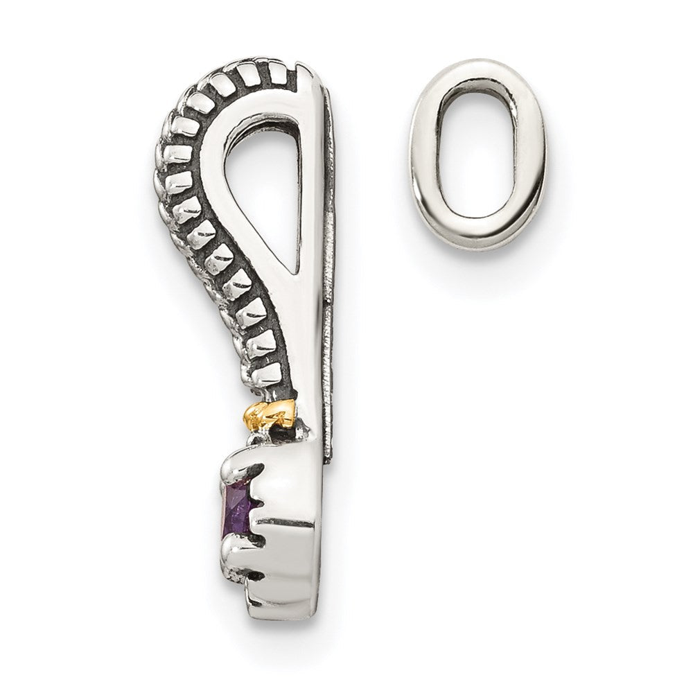 14K/silver Bicolor Shey Couture Sterlingsilber Antikisiert mit 14K Akzente Poliert Amethyst Kette Anhänger