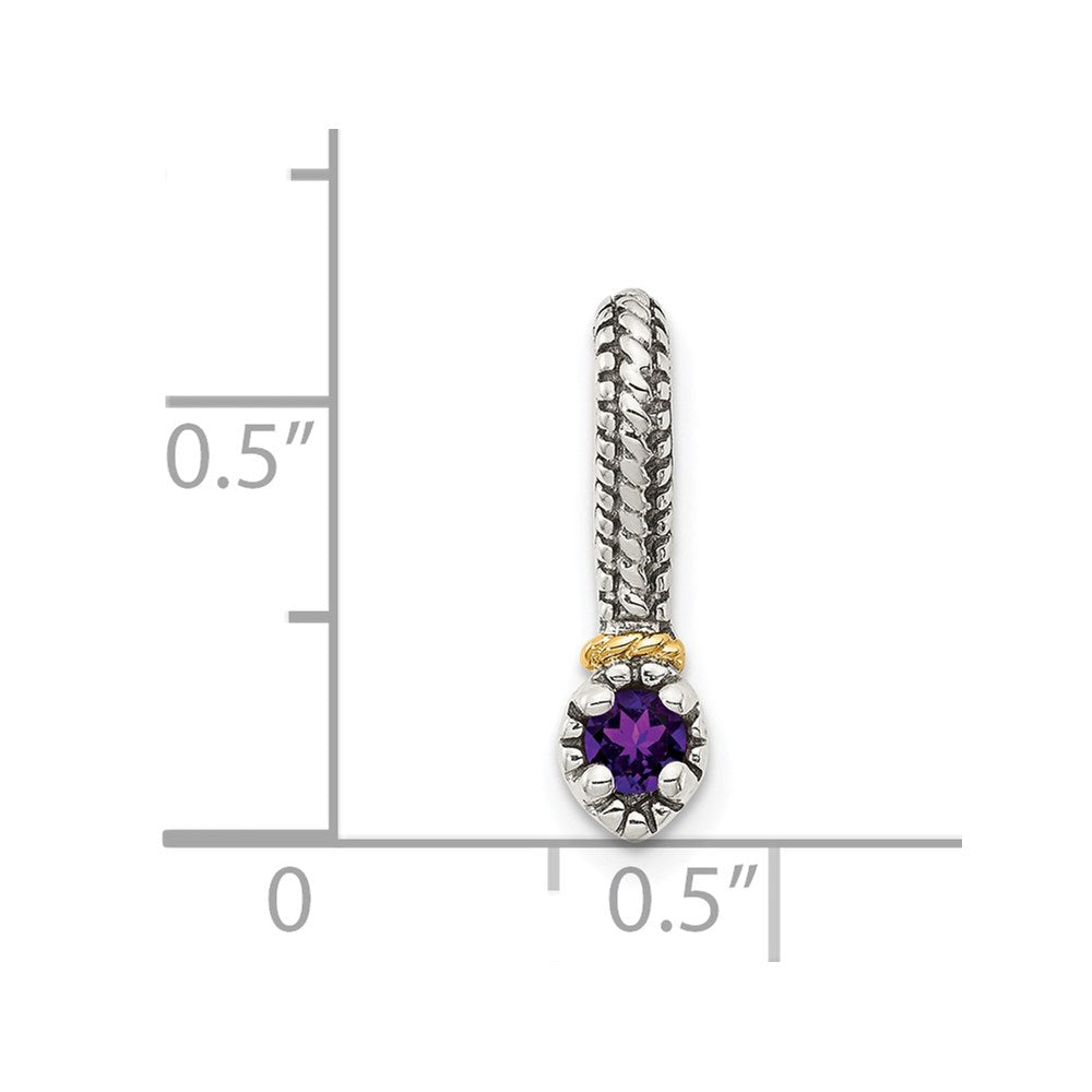 14K/silver Bicolor Shey Couture Sterlingsilber Antikisiert mit 14K Akzente Poliert Amethyst Kette Anhänger