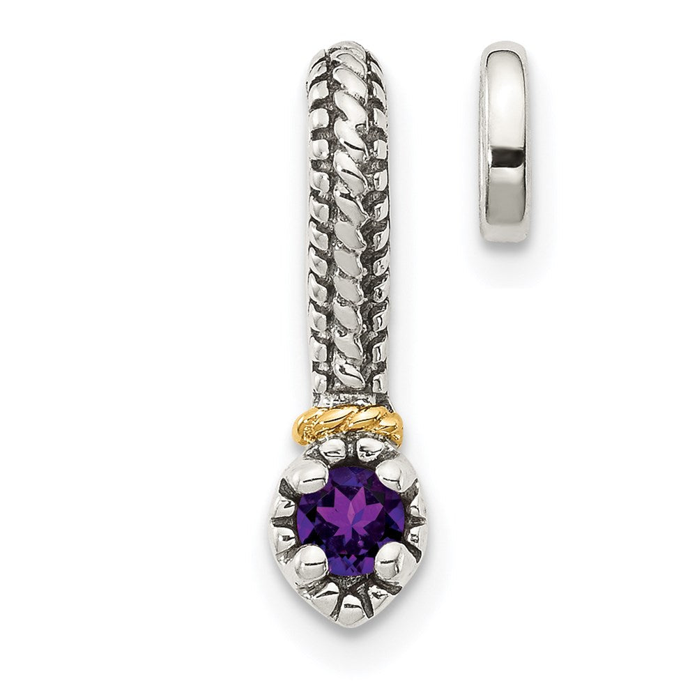 14K/silver Bicolor Shey Couture Sterlingsilber Antikisiert mit 14K Akzente Poliert Amethyst Kette Anhänger