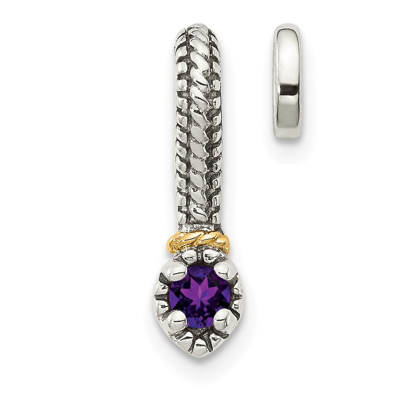 14K/silver Bicolor Shey Couture Sterlingsilber Antikisiert mit 14K Akzente Poliert Amethyst Kette Anhänger
