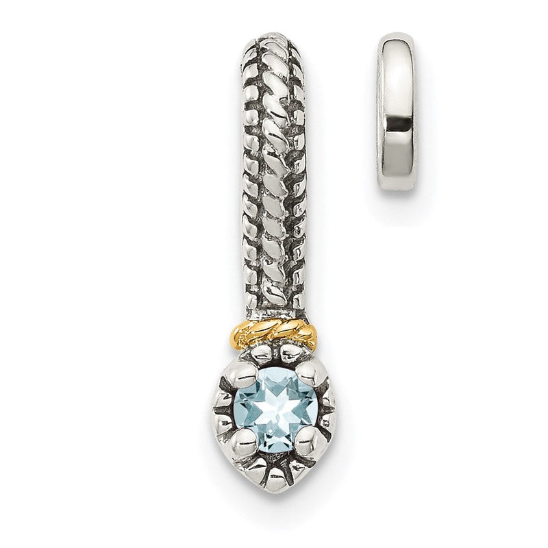 14K/silver Bicolor Shey Couture Sterlingsilber Antikisiert mit 14K Akzente Poliert Aquamarin Kette Anhänger