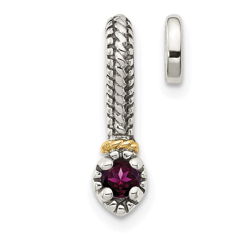 14K/silver Bicolor Shey Couture Sterlingsilber Antikisiert mit 14K Akzente Poliert Rhodolith Granat Kette Anhänger