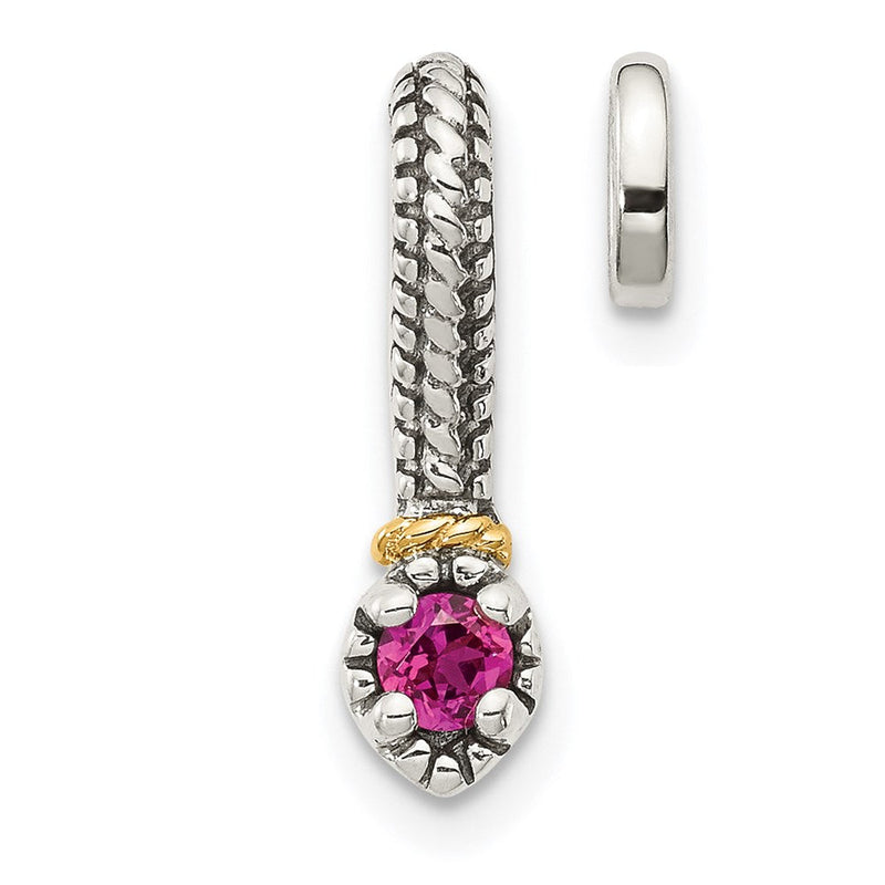 14K/silver Bicolor Shey Couture Sterlingsilber Antikisiert mit 14K Akzente Poliert Erzeugt Rubin Kette Anhänger