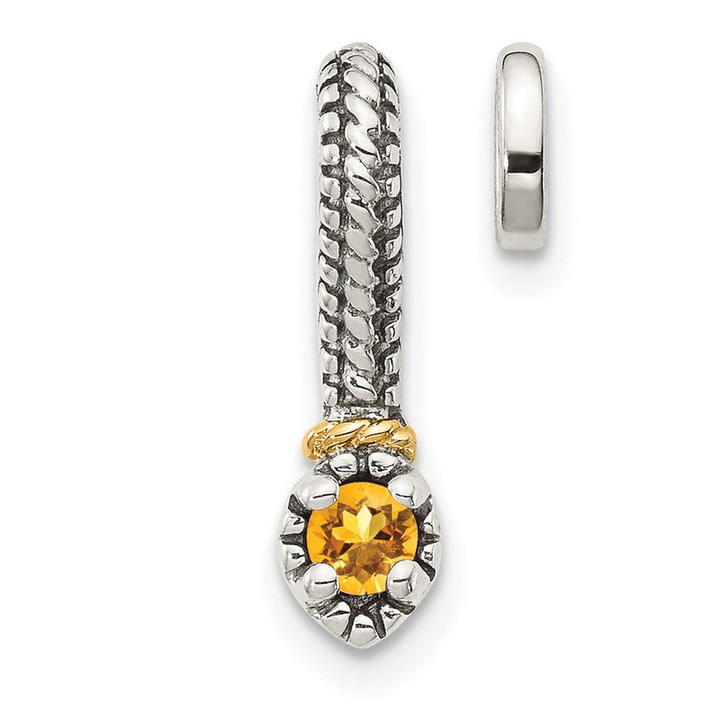 14K/silver Bicolor Shey Couture Sterlingsilber Antikisiert mit 14K Akzente Poliert Citrin Kette Anhänger