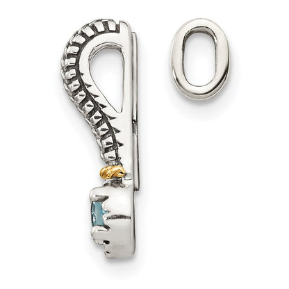 14K/silver Bicolor Shey Couture Sterlingsilber Antikisiert mit 14K Akzente Poliert Blautopas Kette Anhänger