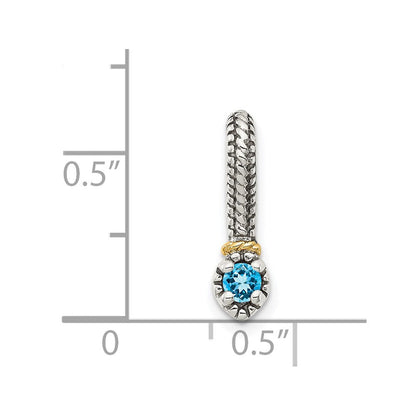 14K/silver Bicolor Shey Couture Sterlingsilber Antikisiert mit 14K Akzente Poliert Blautopas Kette Anhänger