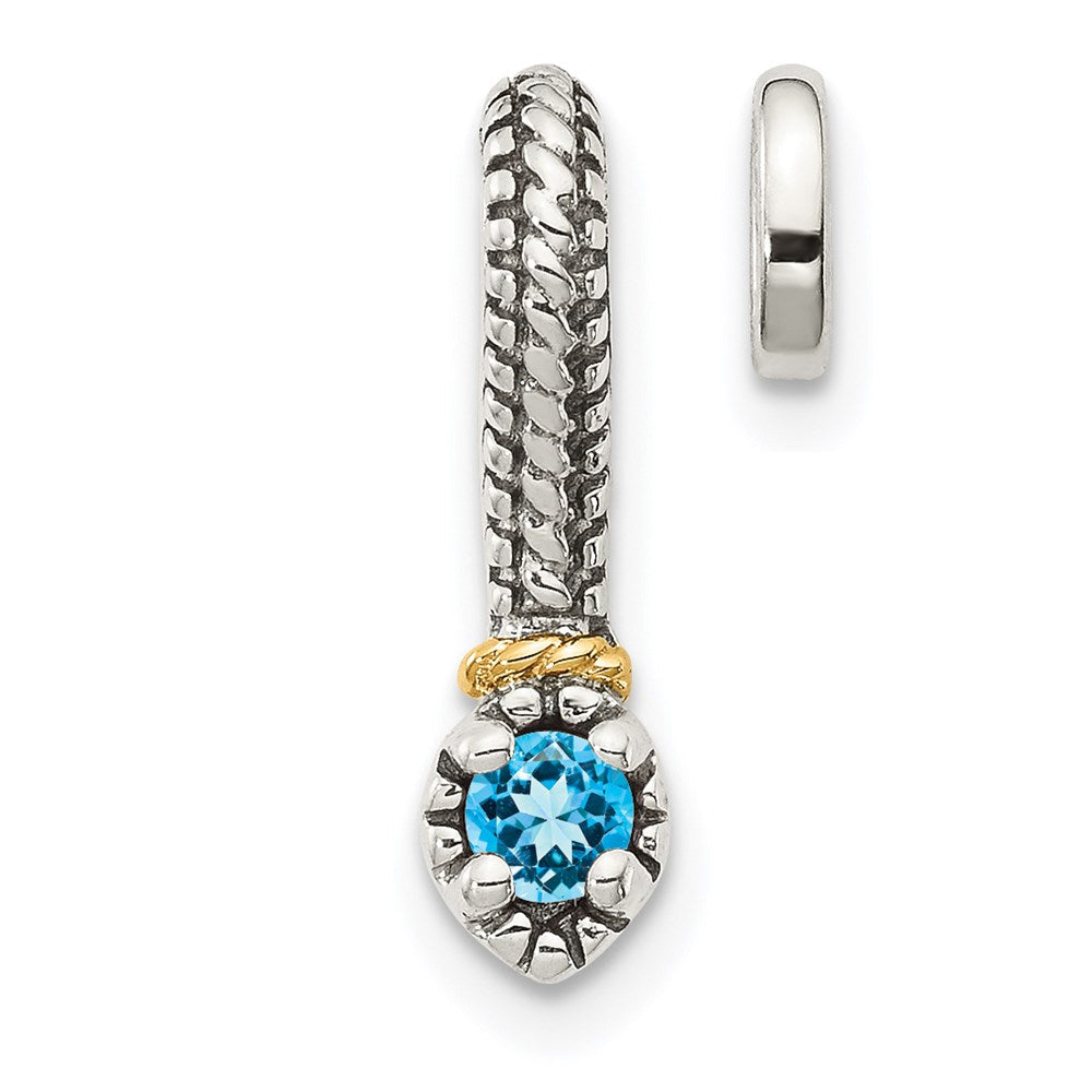 14K/silver Bicolor Shey Couture Sterlingsilber Antikisiert mit 14K Akzente Poliert Blautopas Kette Anhänger