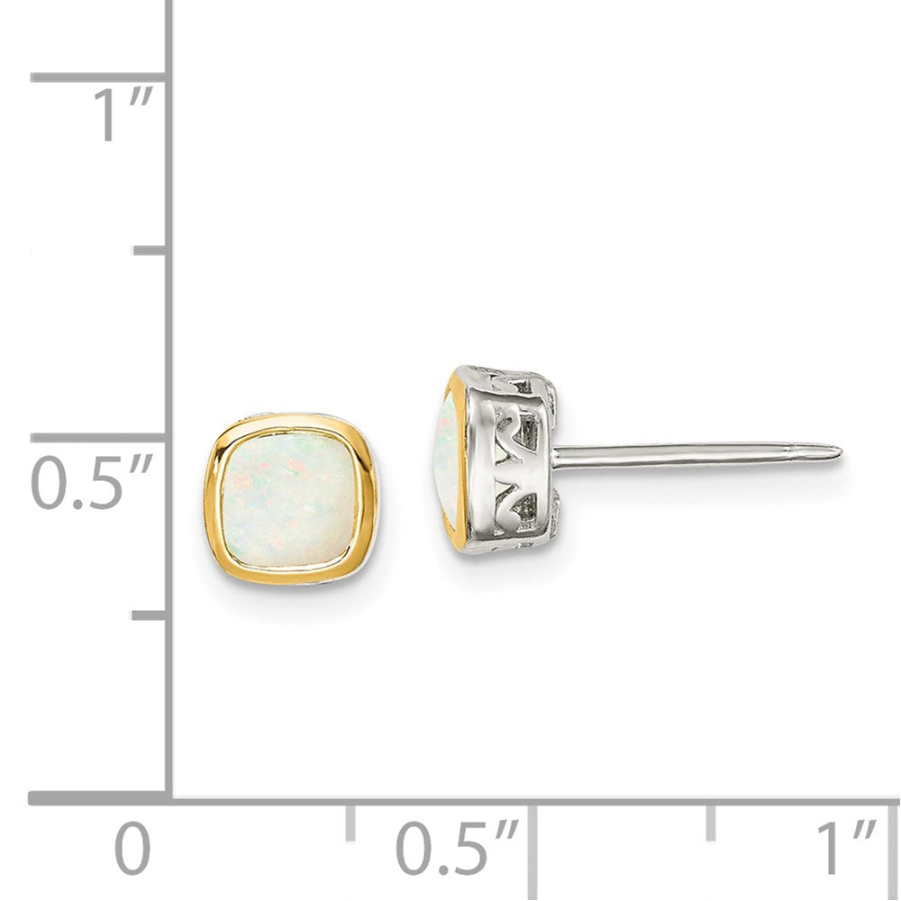 14K/silver Bicolor Shey Couture Sterlingsilber Rhodiniert mit 14K Akzente Milky Opal Quadratisch Ohrstecker