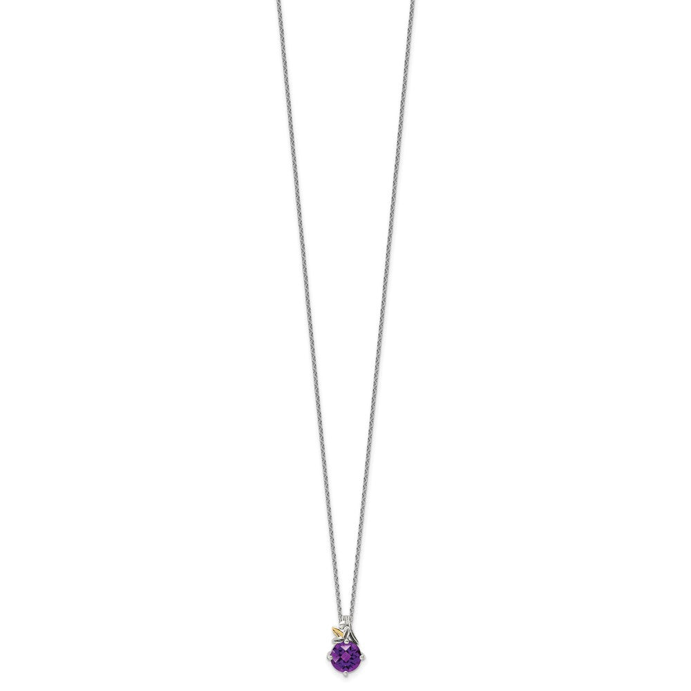 14K/silver Bicolor Shey Couture Sterlingsilber mit 14K Akzente 18 Zoll Rund Amethyst Halskette 2 Verlängerung