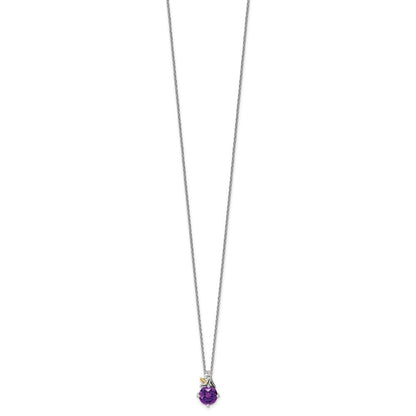 14K/silver Bicolor Shey Couture Sterlingsilber mit 14K Akzente 18 Zoll Rund Amethyst Halskette 2 Verlängerung