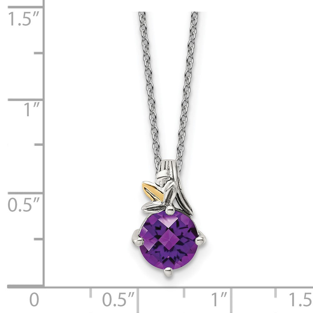 14K/silver Bicolor Shey Couture Sterlingsilber mit 14K Akzente 18 Zoll Rund Amethyst Halskette 2 Verlängerung