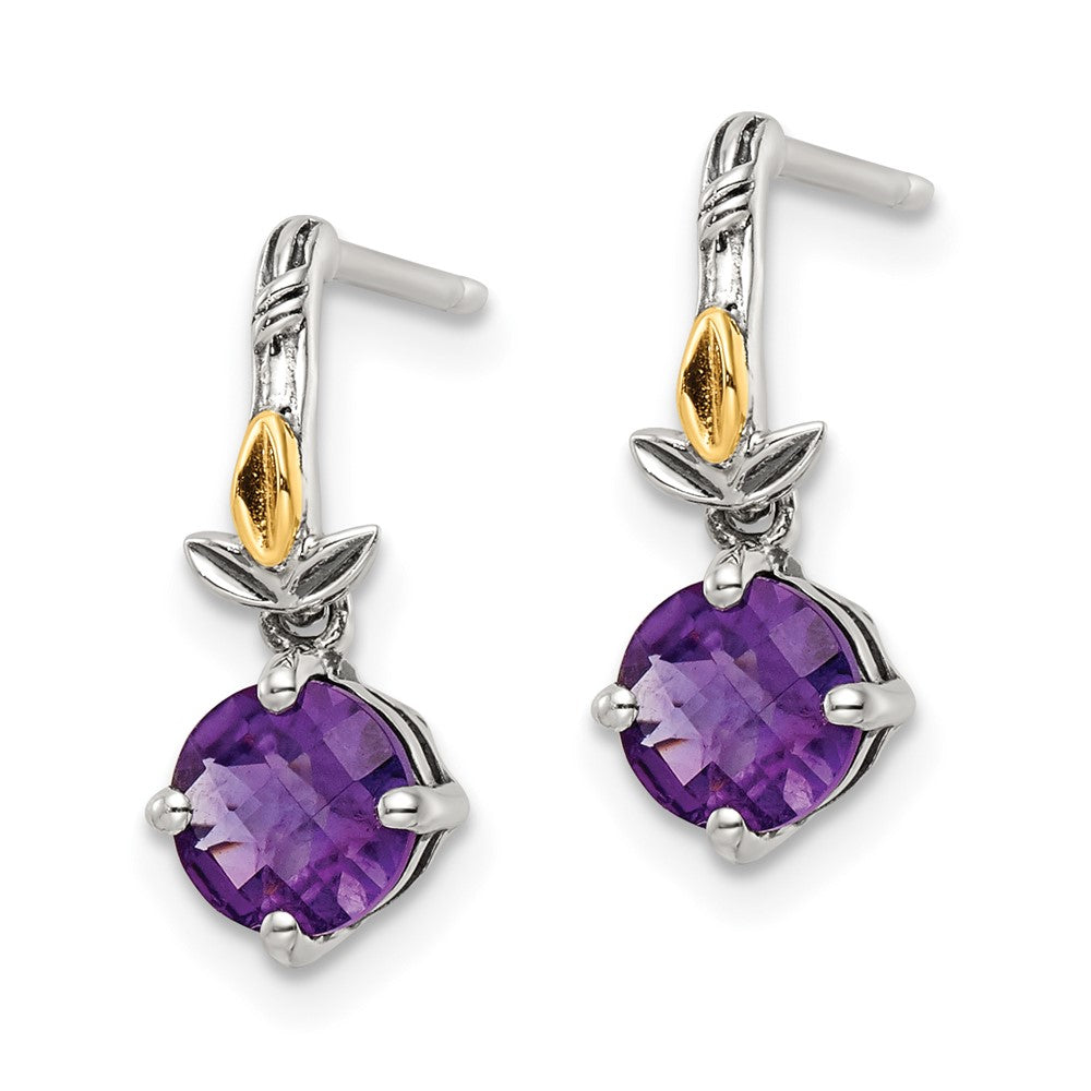 14K/silver Bicolor Shey Couture Sterlingsilber mit 14K Akzente Leaves Rund Amethyst Hängend Ohrstecker