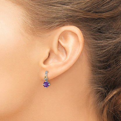 14K/silver Bicolor Shey Couture Sterlingsilber mit 14K Akzente Leaves Rund Amethyst Hängend Ohrstecker