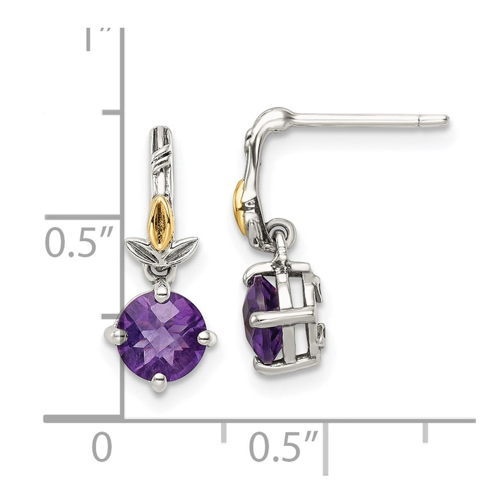 14K/silver Bicolor Shey Couture Sterlingsilber mit 14K Akzente Leaves Rund Amethyst Hängend Ohrstecker