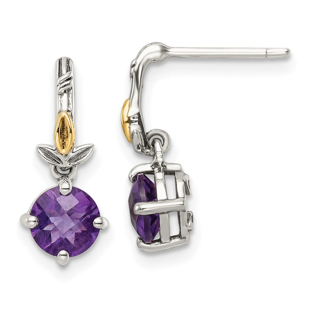 14K/silver Bicolor Shey Couture Sterlingsilber mit 14K Akzente Leaves Rund Amethyst Hängend Ohrstecker
