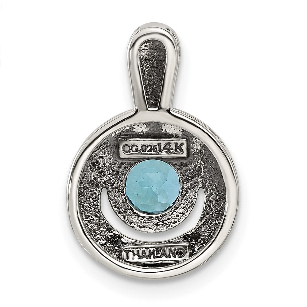 Sterlingsilber mit 14K/silver Bicolor Antikisiert Licht Schweizer Blautopas Halskette