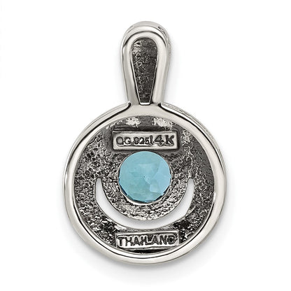 Sterlingsilber mit 14K/silver Bicolor Antikisiert Licht Schweizer Blautopas Halskette