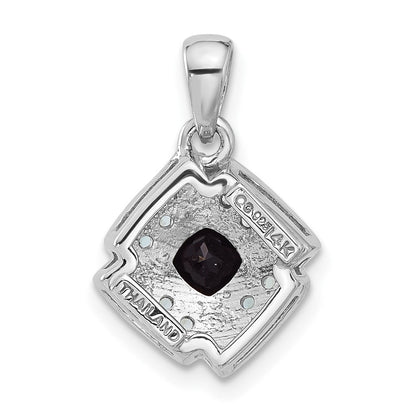 Sterlingsilber Rhodiniert-pl mit 14K/silver Bicolor.49 Onyx Und.16 Schweizer Blautopas Halskette