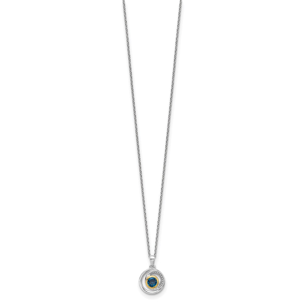 Sterlingsilber Rhodiniert mit 14K/silver Bicolor London Blautopas Halskette