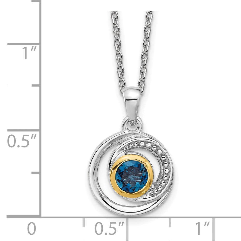 Sterlingsilber Rhodiniert mit 14K/silver Bicolor London Blautopas Halskette