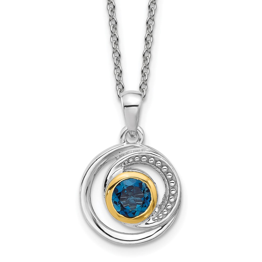 Sterlingsilber Rhodiniert mit 14K/silver Bicolor London Blautopas Halskette