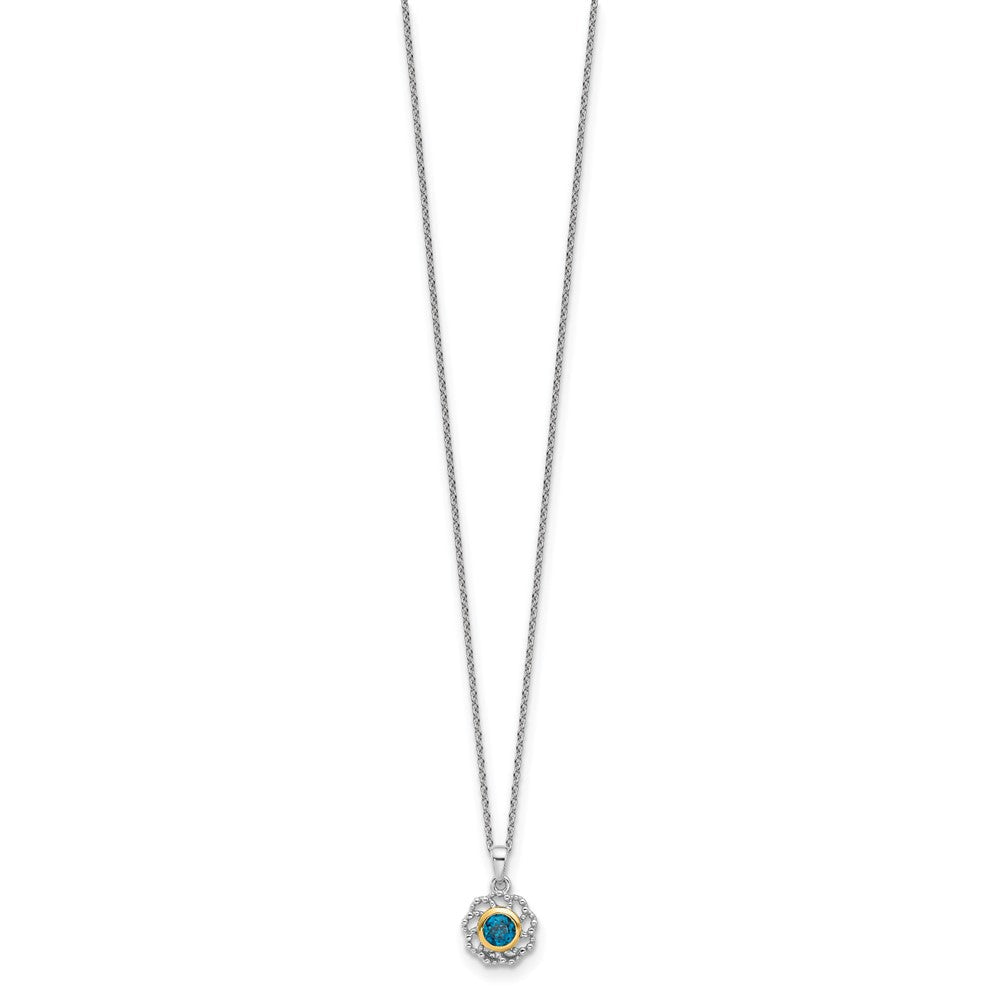 Sterlingsilber Rhodiniert mit 14K/silver Bicolor London Blautopas Halskette
