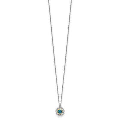 Sterlingsilber Rhodiniert mit 14K/silver Bicolor London Blautopas Halskette