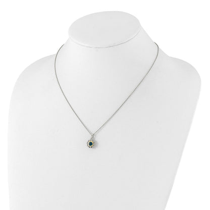 Sterlingsilber Rhodiniert mit 14K/silver Bicolor London Blautopas Halskette