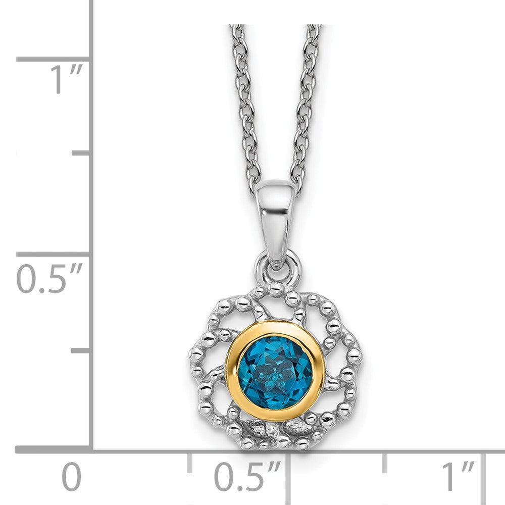 Sterlingsilber Rhodiniert mit 14K/silver Bicolor London Blautopas Halskette