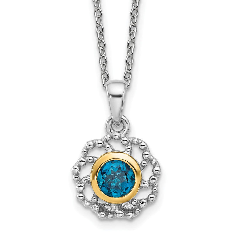 Sterlingsilber Rhodiniert mit 14K/silver Bicolor London Blautopas Halskette