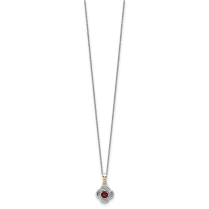Sterlingsilber Rhodiniert mit 14K/silver Bicolor Granat Halskette