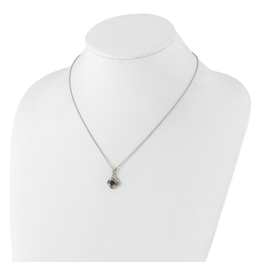 Sterlingsilber Rhodiniert mit 14K/silver Bicolor Granat Halskette