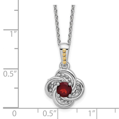 Sterlingsilber Rhodiniert mit 14K/silver Bicolor Granat Halskette
