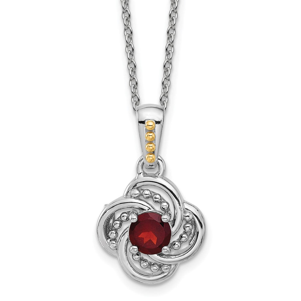 Sterlingsilber Rhodiniert mit 14K/silver Bicolor Granat Halskette