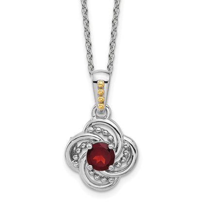 Sterlingsilber Rhodiniert mit 14K/silver Bicolor Granat Halskette