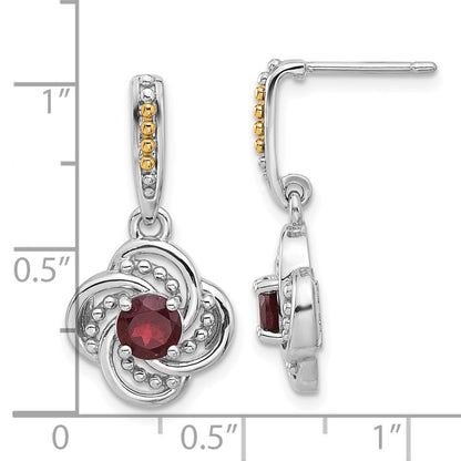 Sterlingsilber Rhodiniert mit 14K/silver Bicolor Granat Hängend Ohrstecker