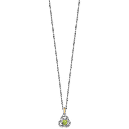 Sterlingsilber Rhodiniert mit 14K/silver Bicolor Peridot Halskette
