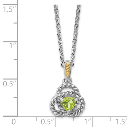Sterlingsilber Rhodiniert mit 14K/silver Bicolor Peridot Halskette