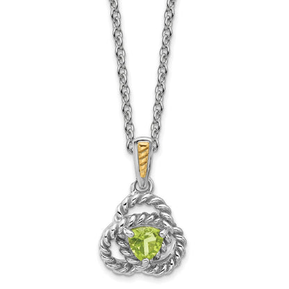 Sterlingsilber Rhodiniert mit 14K/silver Bicolor Peridot Halskette