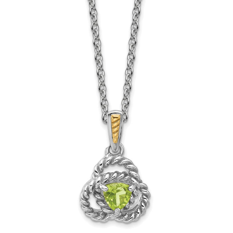 Sterlingsilber Rhodiniert mit 14K/silver Bicolor Peridot Halskette