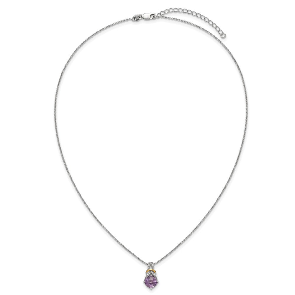Ss Rhodiniert mit 14K/silver Bicolor Akzente Amethyst und Diamant Halskette