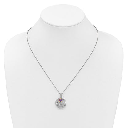 Ss Rhodiniert mit 14K/silver Bicolor Akzente Amethyst Rund Wirbel Halskette