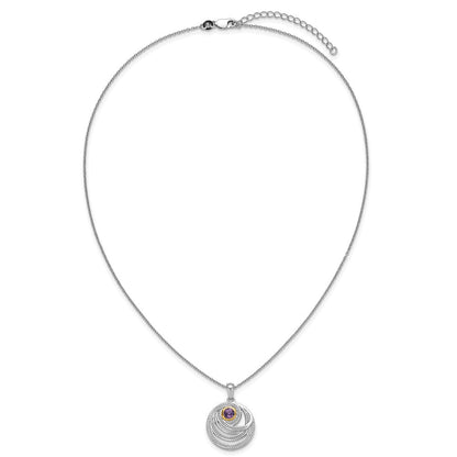Ss Rhodiniert mit 14K/silver Bicolor Akzente Amethyst Rund Wirbel Halskette