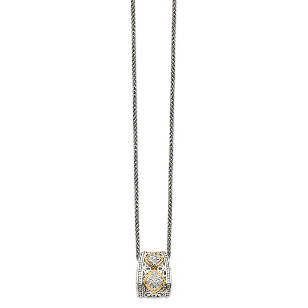 14K/silver Bicolor Shey Couture Sterlingsilber Antikisiert mit 14K Akzente Diamant 18 Zoll Halskette